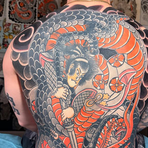 Large scale Japanese inspired dragon tattoo
